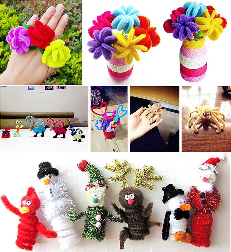 YOMESTE 1,000 Pipe Cleaners in 20 Colors Pipe Cleaners Value Pack of Multicolor Chenille Stems for DIY Arts and Craft Projects and Decorations - 6 mm x 12 inch - Image 4